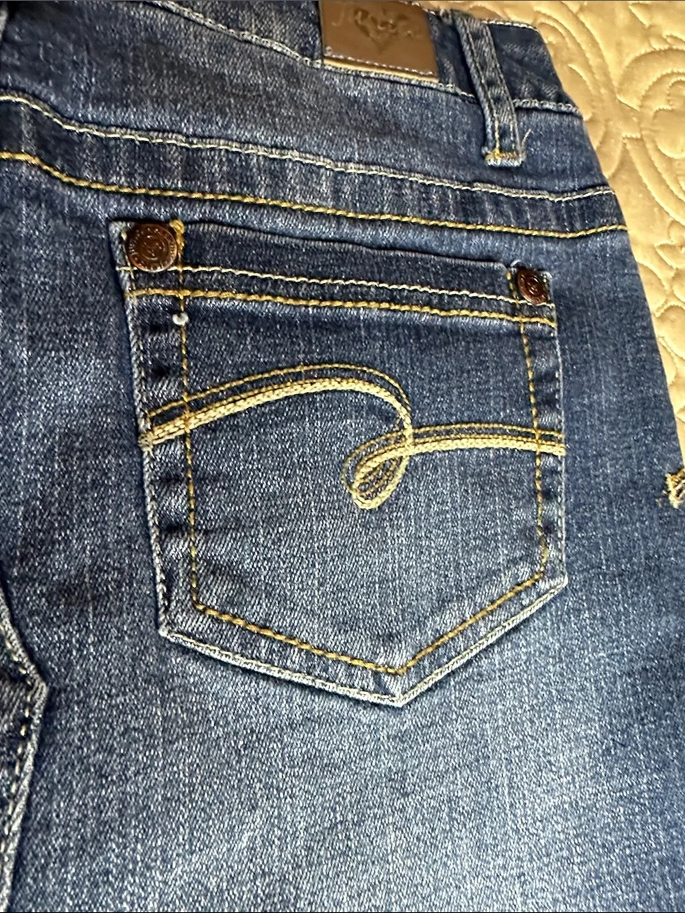 Justice Blue Denim Mini 14 Skirt with built in shorts Contrast Stitching